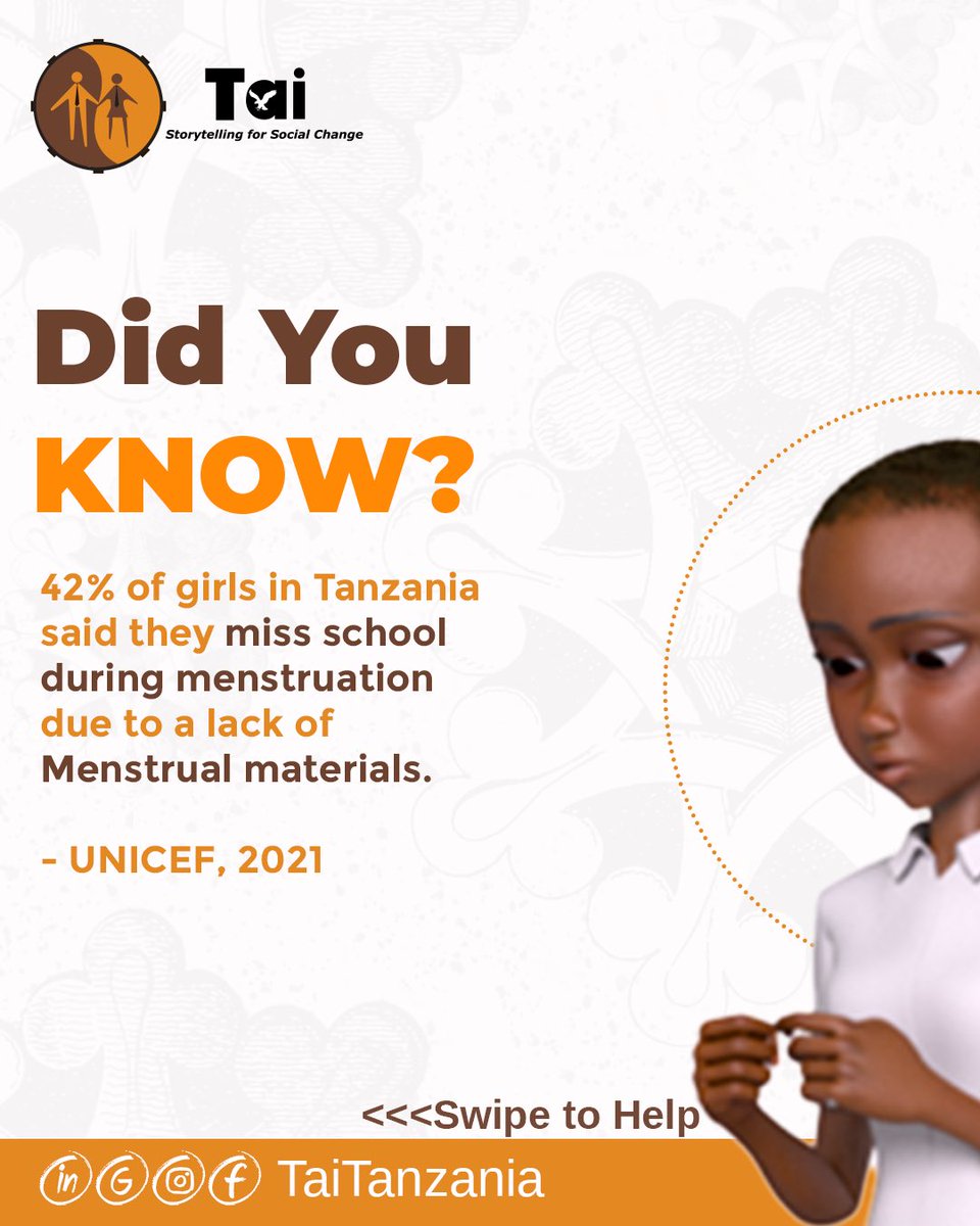 tai_impact's tweet photo. The lack of Menstrual products is one of the reasons girls are not able to excel in school. We can play a part in ensuring they don’t miss class and eventually achieve their dreams. 

Let’s take a step in the right direction by making a contribution to support 100 girls today. https://t.co/V9yp47JI5R