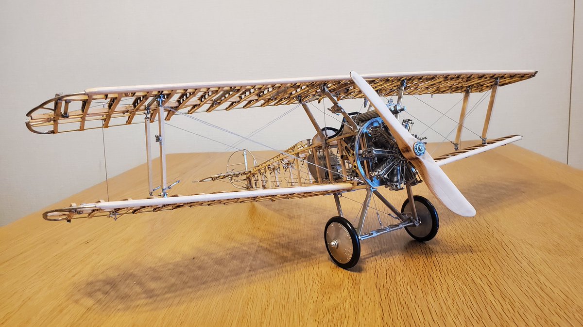 Modeler1221's tweet photo. 1/16 Biplane modelSopwith Camel F.1 (Model Airways)
🟪プロペラ削り組み立て作業終了🟪
まずは無事に離陸🛫 後日天気の良い日に木製部分を塗装します。
#Sopwithcamel #複葉機 #模型飛行機 #biplane #modelaircraft #modelaiplane
#modelairwayskits #modelairplanes #airplanemodel https://t.co/I5R92TehKi