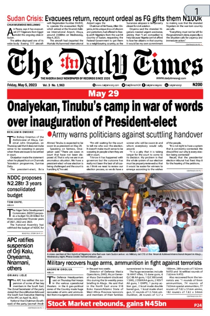 tolaogunnubi's tweet photo. #After33 #SamAmadi #Newspaper #INEC #Acrimony #frontpages #Sabinus #Buhari #KingCharlesCoronation #kingsolomon #MrPeterObi #Jagaban #Hushpuppi #Headlines #YetundeGold #yetundegoldspace #Naples #CBN #PDP #APC #ZenithBank https://t.co/VF0lNBlhTw