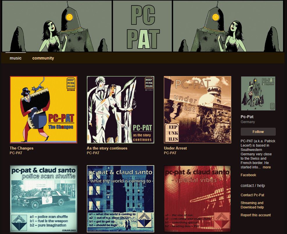 Today is Bandcamp friday. isitbandcampfriday.com
Check out Pc-Pat's latest releases and tracks right here:
pcpat.bandcamp.com/music