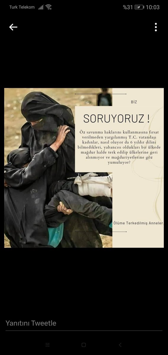 SametKutu's tweet photo. Suç işlememiş kadın ve çocuklar Irak da 6 yıldır suçsuz yere cezaevinde yatiyorlar
#TC_Disisleri
#alirizaguney_tc
#Rusafa
#TCBagdatBE
#RTErdogan
#Iraq
Ölüme Terkedilmiş Anneler https://t.co/Qa1cvBrtfH