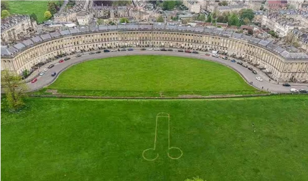 Someone mowed a dick into the Royal Crescent lawn where they was going to have a coronation party.