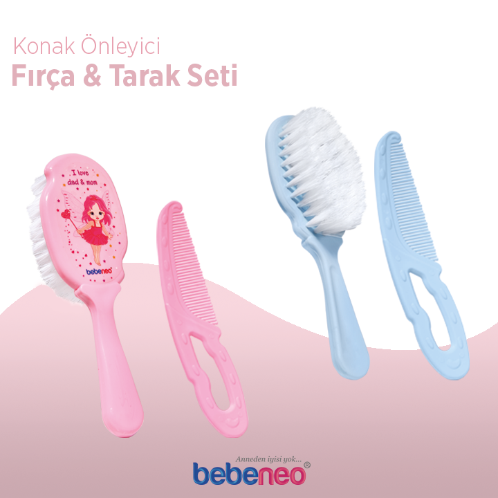 Bebeneo Fırça ve Tarak Seti Bebeneo yumuşak kıllı saç fırçası bebeğin saçını ipeksi ve parlak tutar. Tasarım ve malzemeler bebeğin hassas saç ve cilt dokusuna zarar vermez ama konak oluşumunu engeller. BPA içermemektedir. #Bebeneo #Maksgrup #bebekTarağı #bebeksaçfırçası