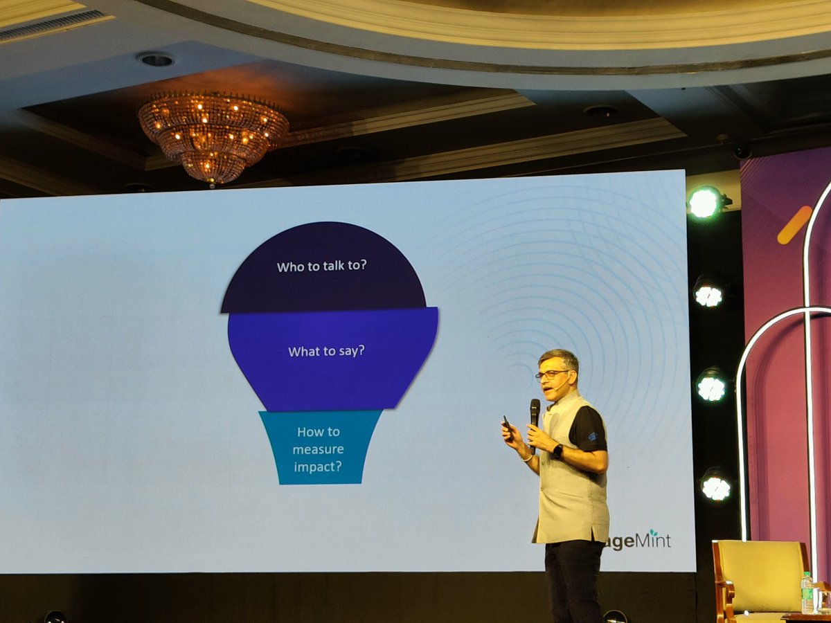 augvcor's tweet image. @manik_nangia remarked that a clear proposition communicated with a human story is what marketing is all about . @WebEngage #EngageMint2023
