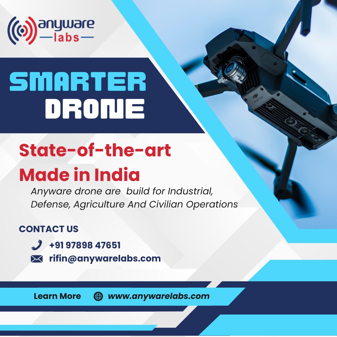anywarelabsch's tweet photo. Smarter Drones
State-of-the-art.
Made in India
Visit: https://t.co/DhE5PWnIoR
Call @ 09789847651
#Anyware #drone are build for #Industrial, #Defense, #Agriculture And #Civilian Operations https://t.co/HgJ0pVFM0s