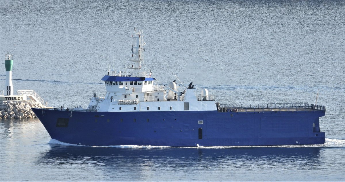 GGYSSELSSHIPS's tweet photo. French Navy DGSE diving support vessel FS Alize (A645) entering Toulon, France - May 5, 2023 #fsalize #a645 @WarshipCam https://t.co/Yxe1eqEKam
