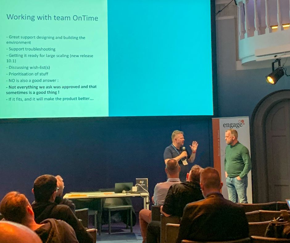 ontimesuite's tweet photo. We had a blast at Engage! 🎉 Bernie De Hoop, shared his inspiring OnTime experience and collaboration with the OnTime team. 
OnTime 11 releases soon and includes the new Share My Time for all Domino OnTime users. Goodbye to endless calendar ping pong! #dominoforever #engageUG https://t.co/wjpgfsD8al