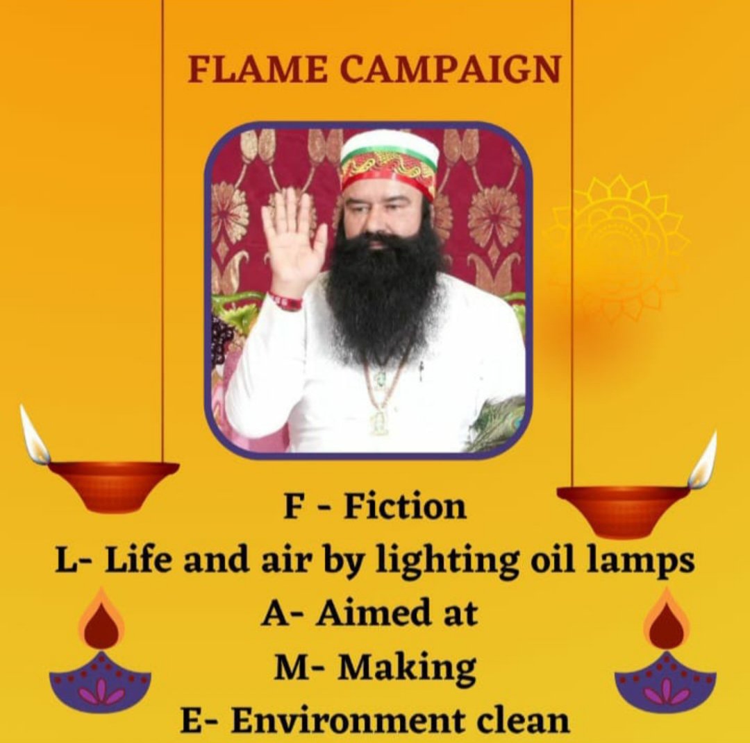 DishaRa00305053's tweet photo. Burn lamps every morning and evening in the morning and evening as it removes negativity and purifies the surrounding environment. And due to which pure thoughts in the house are positivity. We have received this education by @Gurmeetramrahim Zee.
#Flame
Saint Gurmeet Ram Rahim https://t.co/j3RklcFuRU