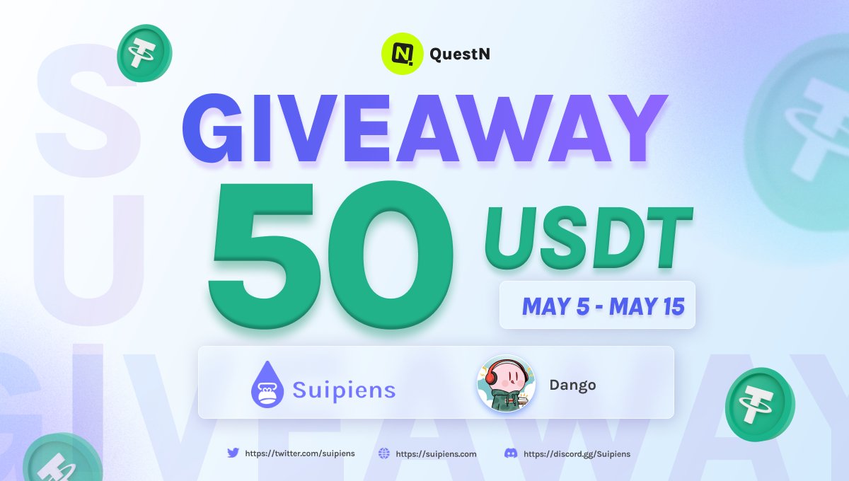 🌊Suipiens x @Dango_Sui

🔥 <a href="/QuestN_com/">QuestN</a> GIVEAWAY 🔥

🎁50 $USDT 💰

Dango is an NFT born for the Sui chain. Its name is taken from the Japanese word 'Dango', which symbolizes unity and friendship.

👉Complete quest here: app.questn.com/quest/76869422…

#Airdrop #Giveaway