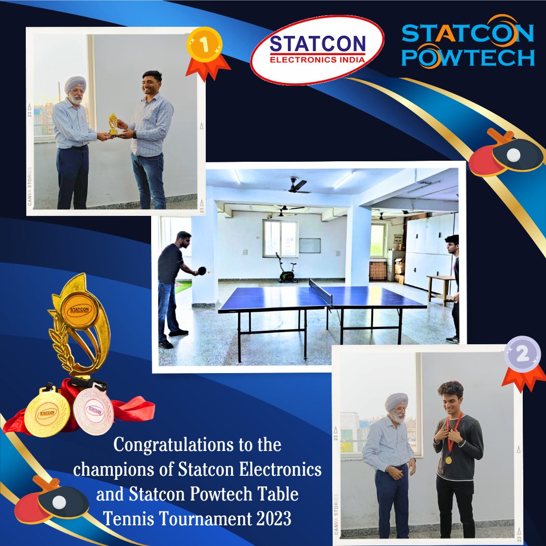 statcon's tweet photo. With the successful conclusion of the second season of the Table Tennis Tournament at SEIL and Statcon Powtech 🏓Congratulations to the extraordinary winners who showcased their exceptional
🥇 Sandeep Singh
🏅 Sushant Sharma
🥉 Rahul Kerla
#statconpowtech #statconelectronics https://t.co/epJnIOjlGg
