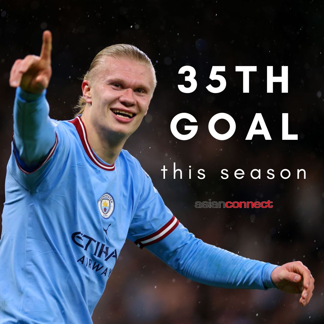 asianconnect_'s tweet photo. 🔥Erling Haaland broke the Premier League record for goals in a season as Manchester City returned to the top of the table by beating West Ham.

#Haaland #asianconnect #EPL https://t.co/Nf1bSoNEYI