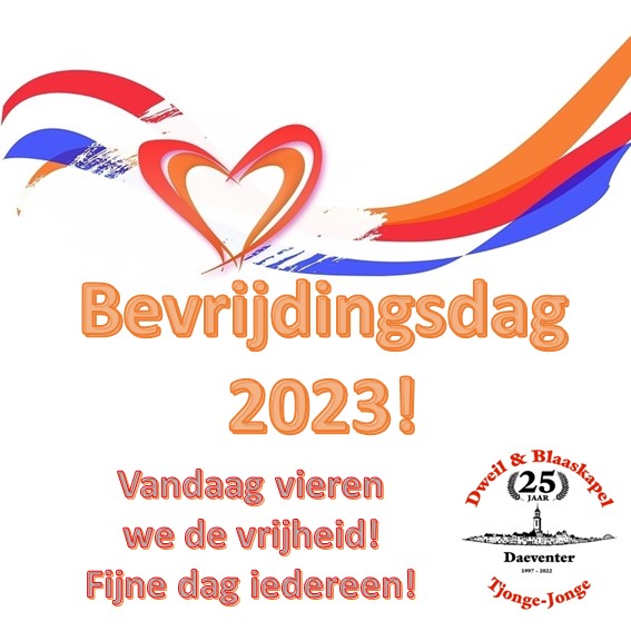 #Bevrijdingsdag #2023
Vandaag vieren we onze #vrijheid!
Iedereen een mooie fijne dag, of je nu moet werken, vrij bent of lekker naar een festival gaat...
Maak er een gedenkwaardige dag van!
#dweilorkest #Blaaskapel #Deventer #Daeventer #Koekstad