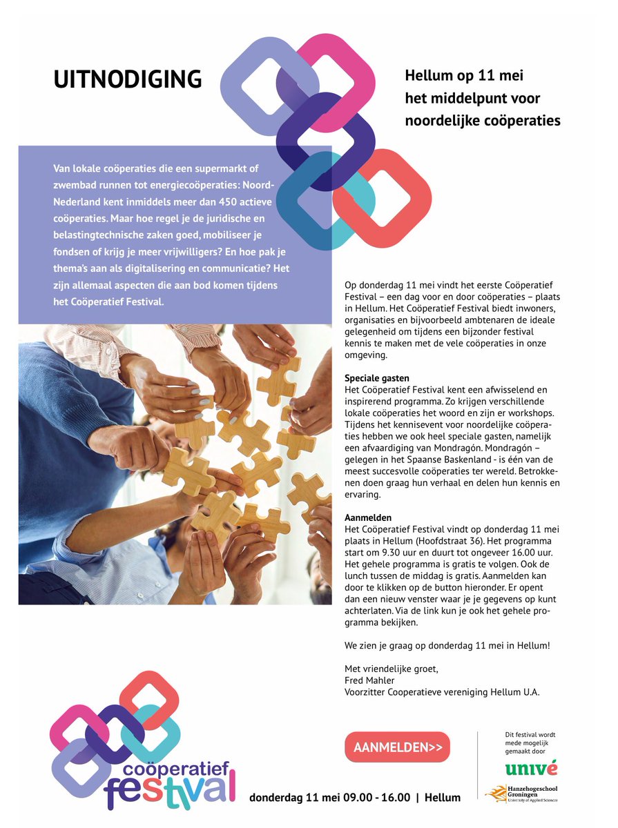 Lector <a href="/hanze/">Hanze</a> Willem Foorthuis: ‘De #coöperatie is een goede aanvulling op de democratie, omdat die burgers in staat zelf meer invloed uit te oefenen over hun leef- en woonomstandigheden en het beleid van de overheid.’
Info over het Coöperatief Festival ➡️ unive-noordnederland.nl/cooperatief-fe…