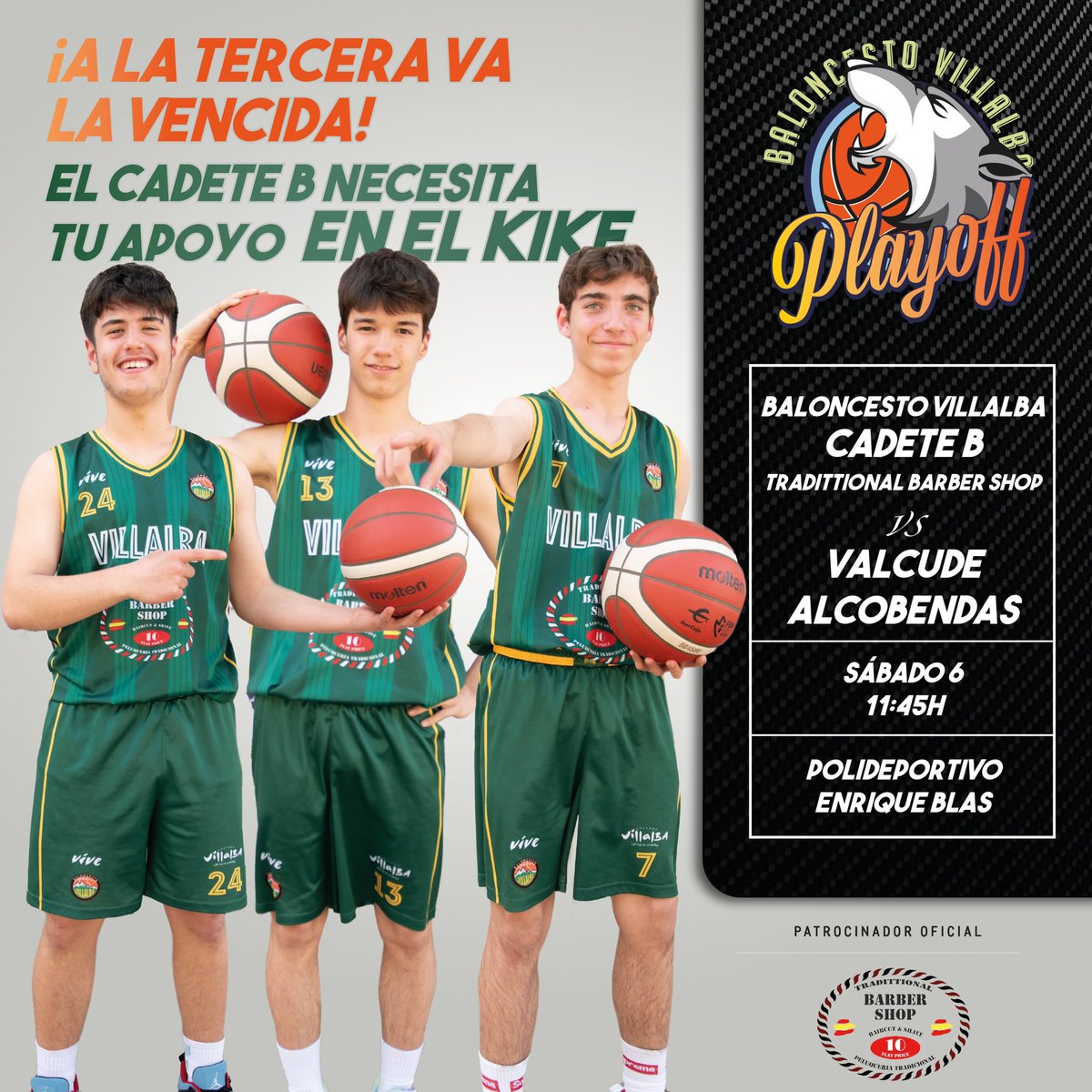 ubvillalba's tweet photo. 🚨TERCER PARTIDO Y DEFINITIVO 🚨

El Cadete B consiguió forzar el tercer partido en la cancha de Valcude Alcobendas y este sábado tenemos el desempate. 

Ven a animar a los cadetes B

Te esperamos!!
 
📆 Sábado 6 de Mayo

⏰ 11:45 h

🏟️ Kike Blas

🆚 @ValcudeA https://t.co/maswIVzeMP