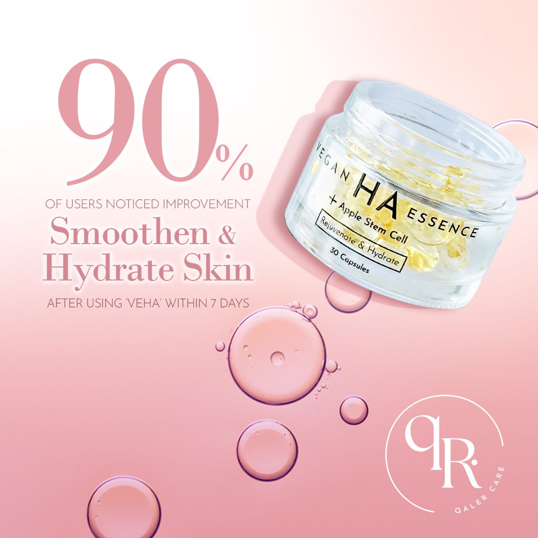 QalerCosmetic's tweet photo. 90% of our beloved customer noticed improvement after starts using VEHA 😍

The unique formulation is designed to tackle visible signs of aging and repair skin barrier against skin-damaging conditions.

When the skin is well hydrated, our skin elasticity improves. https://t.co/C8FI27j3Gh