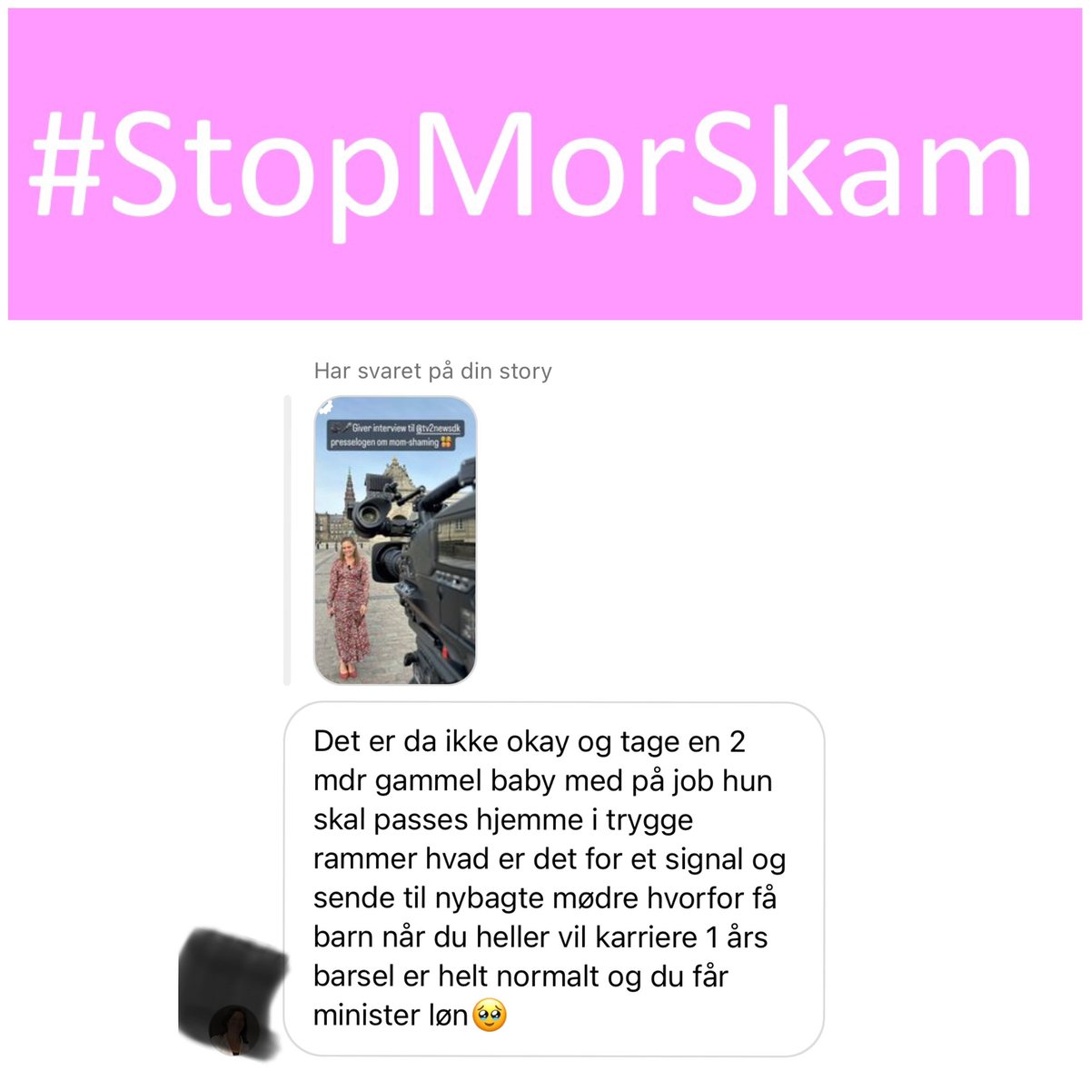 #StopMorSkam skal i den grad på dagsorden i Danmark.

Her et eksempel på mom-shaming sendt til min Instagram i går. Det gør mig ret ked af det. Jeg forstår godt, hvis mom-shaming kan påvirke kvinder til at droppe karriere. Det er rigtig skidt for vores ligestilling.

#dkpol