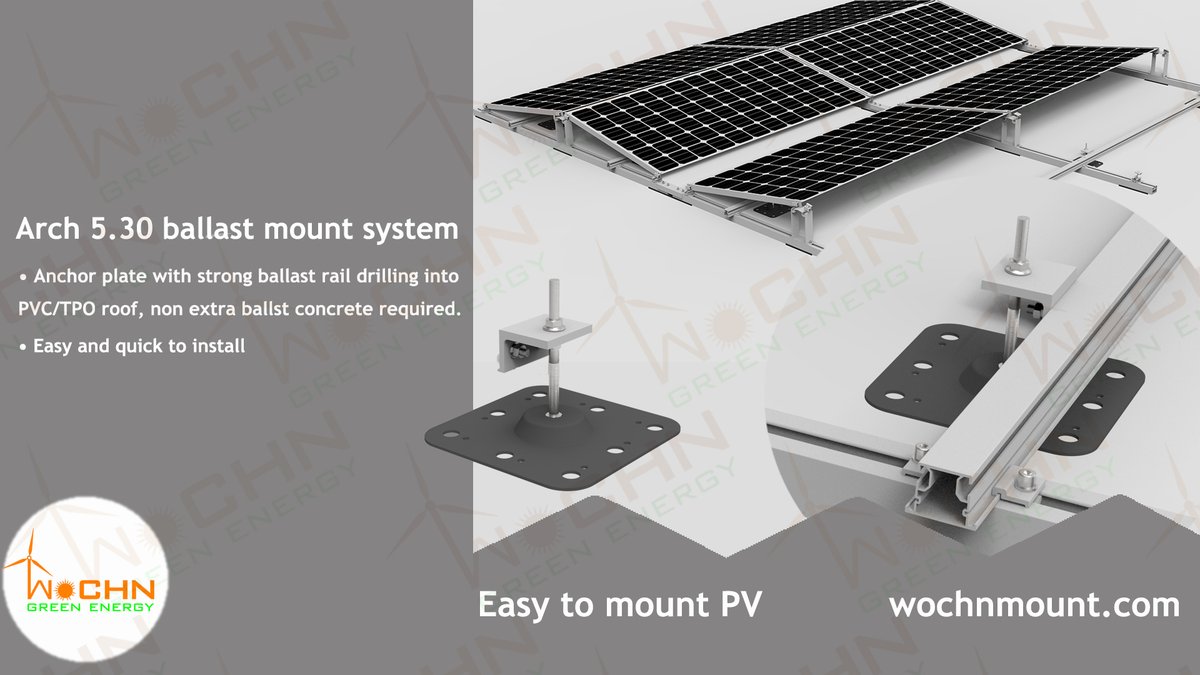 WochnEurope's tweet photo. 👉 #WOCHN Arch 5.30 ballasted solar mounting system-No ballast requirement on the roof

++++

More info: https://t.co/hcg2IIZCOy

👆 👆 👆

#WOCHNSolarmount #WOCHNMount #easytomountPVsystem #europe #flatroof #renewableenergysystems #solar https://t.co/uiayyjORcc