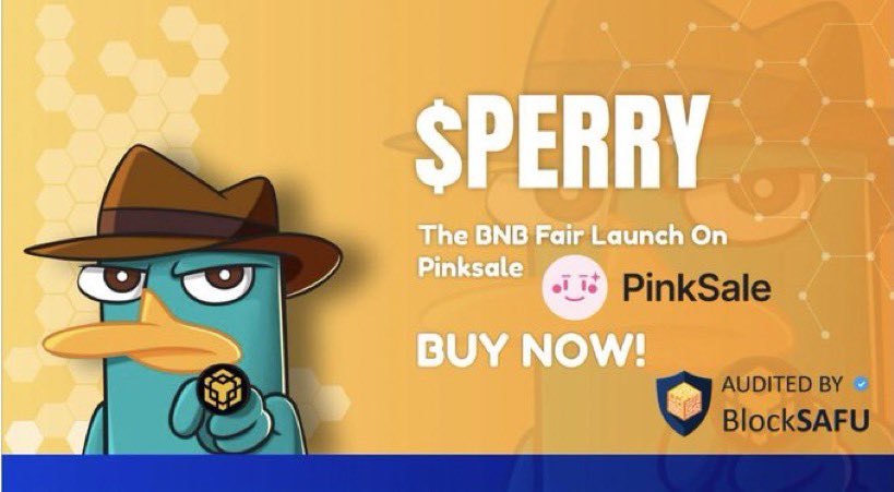 $PERRY Fairlaunch on #Pinksale !

 👉 pinksale.finance/launchpad/0xe5…
#DYOR(NFA)

🟨No Team Tokens 
🟨50% Supply Burn
🟨Contract Renouncing 
🟨Audit 
🟧Staking 
🟧CMC &amp; CG Listing Fast
🟧0% Buy &amp; Sell fee

⏰15 Hour left for END 

TG : t.me/PerryBNB

Let’s make memecoins great