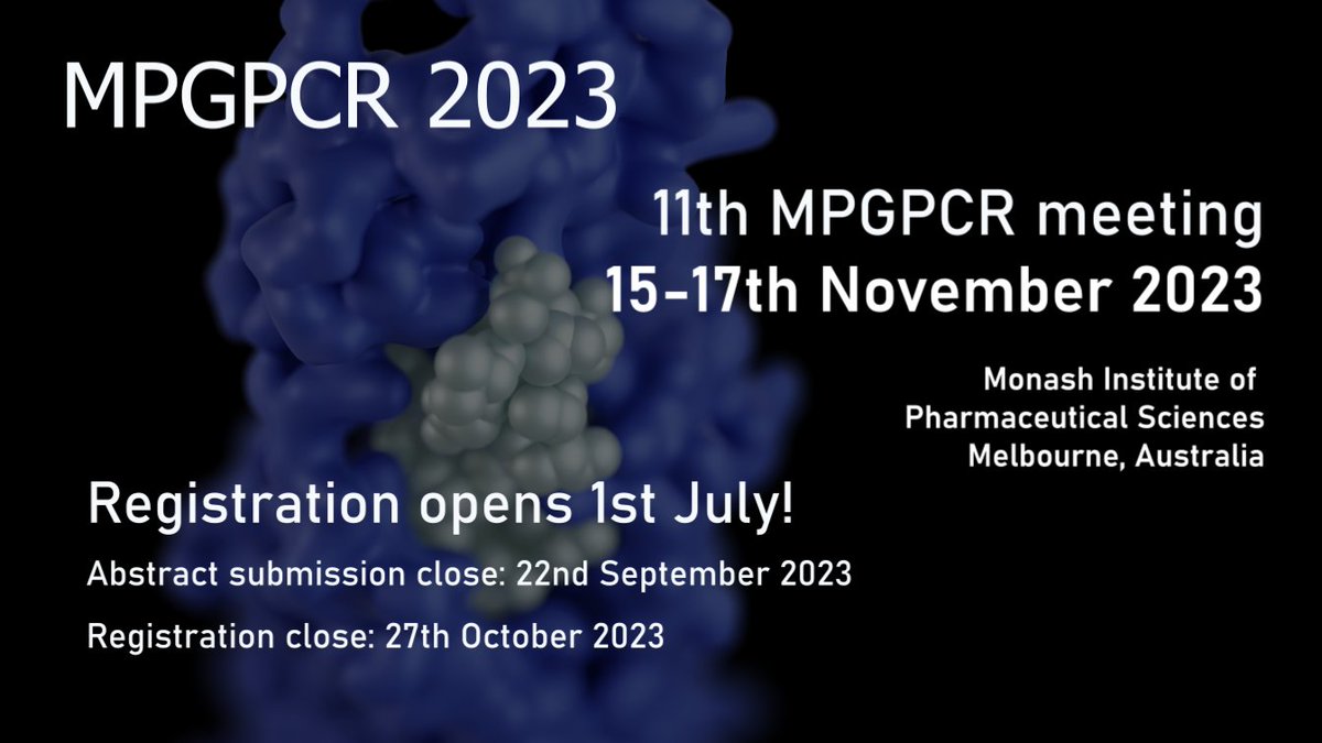 MPGPCR (@ddb_mpgpcr) on Twitter photo Save the date! We are excited to once again bring together the international GPCR community to share the latest in #GPCR research. Mark your calendars for November 15-17th, to join us at <a href="/MIPS_Australia/">Monash Institute of Pharmaceutical Sciences</a> Save the date! We are excited to once again bring together the international GPCR community to share the latest in #GPCR research. Mark your calendars for November 15-17th, to join us at <a href="/MIPS_Australia/">Monash Institute of Pharmaceutical Sciences</a>