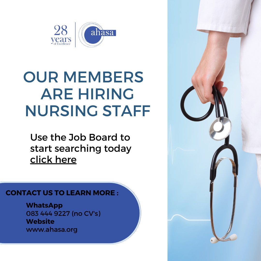 AHASA_ZA's tweet photo. Visit the Job Board  to search for nursing and healthcare employment in South Africa  ⬇️

https://t.co/WuNL9gyoxf
#healthcarejobs #healthcarerecruitment #nursingjobs https://t.co/HO5X2ISai4