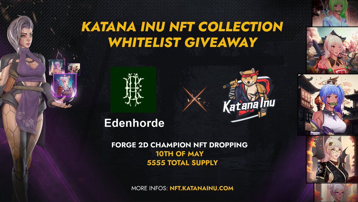 Edenhorde's tweet photo. EDENHORDE x @katanainu 

We've got word that there are some dawgs out there running around with Katanas, and the @Edenhorde community couldn't be left behind!

📅 9th of May
🎁 75x Whitelist Spots 10x Game Access Keys 5x NFTs 

Enter below! ⬇️

https://t.co/BTRROXR6cO https://t.co/2Ma44IinpG