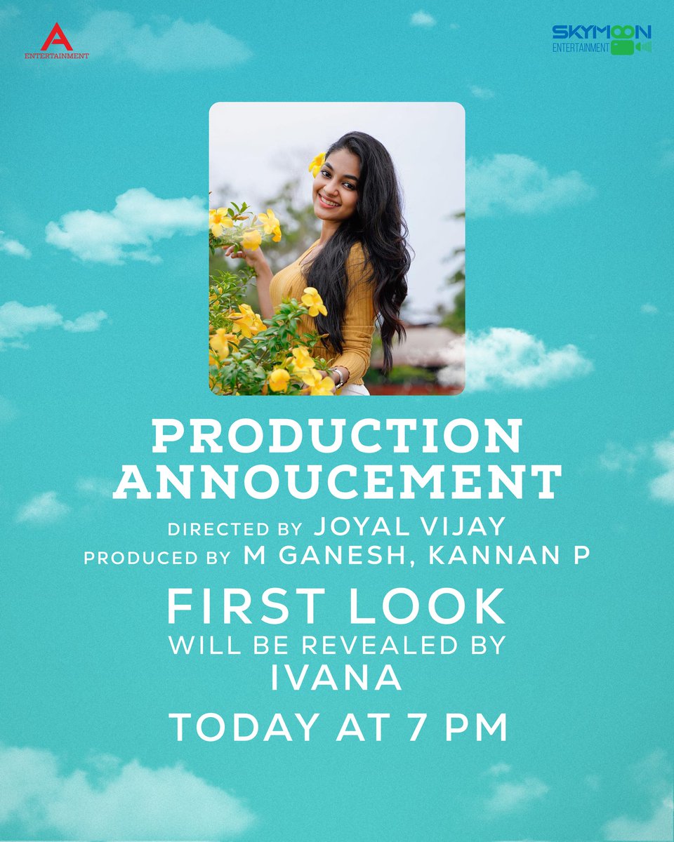 The first look of #SkyMoonEntertainment and #AEntertainment's Production film will be revealed by Actor @iamharishkalyan & Actress @i__ivana_ today at 7 PM. 

#MGanesh #KannanP  @joyalvijay_dir @arunprajeethm