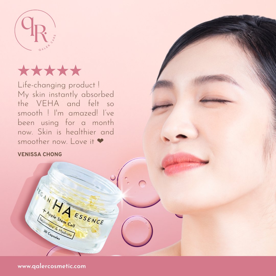 QalerCosmetic's tweet photo. Hi Ms Venissa,

We are overjoyed to hear your wonderful experience with Vegan HA Essence + Apple Stem Cell (VEHA).

Keep it up to stay beautiful with VEHA ❤️

#itsallforyou #qalercosmetic #qalercare #essence #applestemcell #safeandclean #veganfriendly #crueltyfree https://t.co/OQWnemQTPv