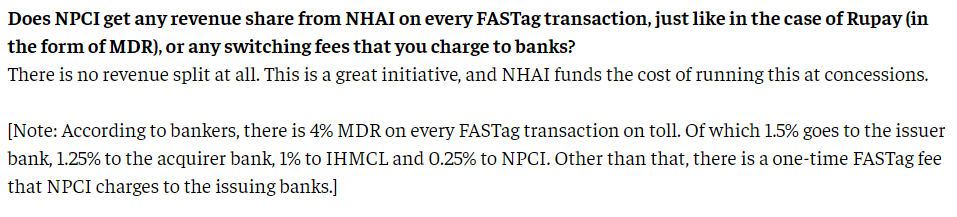 logic's tweet photo. 135 Crores of it - was just rent for vehicles passing through toll gates. #Infation for you via #FASTag (even if you don't have car) ==> 'Operating profits' for NPCI, banks. #ZeroMDR on tolls, not just #UPI. https://t.co/drlt6VXbtr