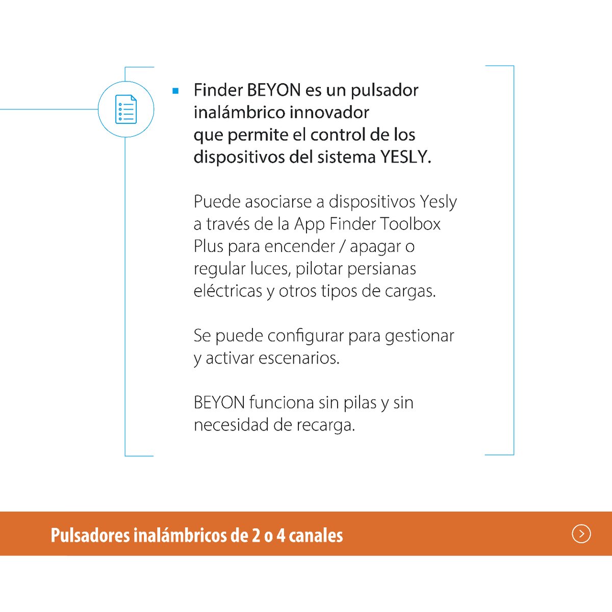 finderspain's tweet photo. 🔵#BEYON es el #pulsador #bluetooth que permite controlar de manera sencilla todos los dispositivos del sistema Finder #YESLY. 

🔍Consulta todas sus características técnicas en nuestra Guía para el Instalador: https://t.co/XFp0NgN1sD 

#FinderES #Switchtothefuture #FinderYESLY https://t.co/S1lLASgcZh