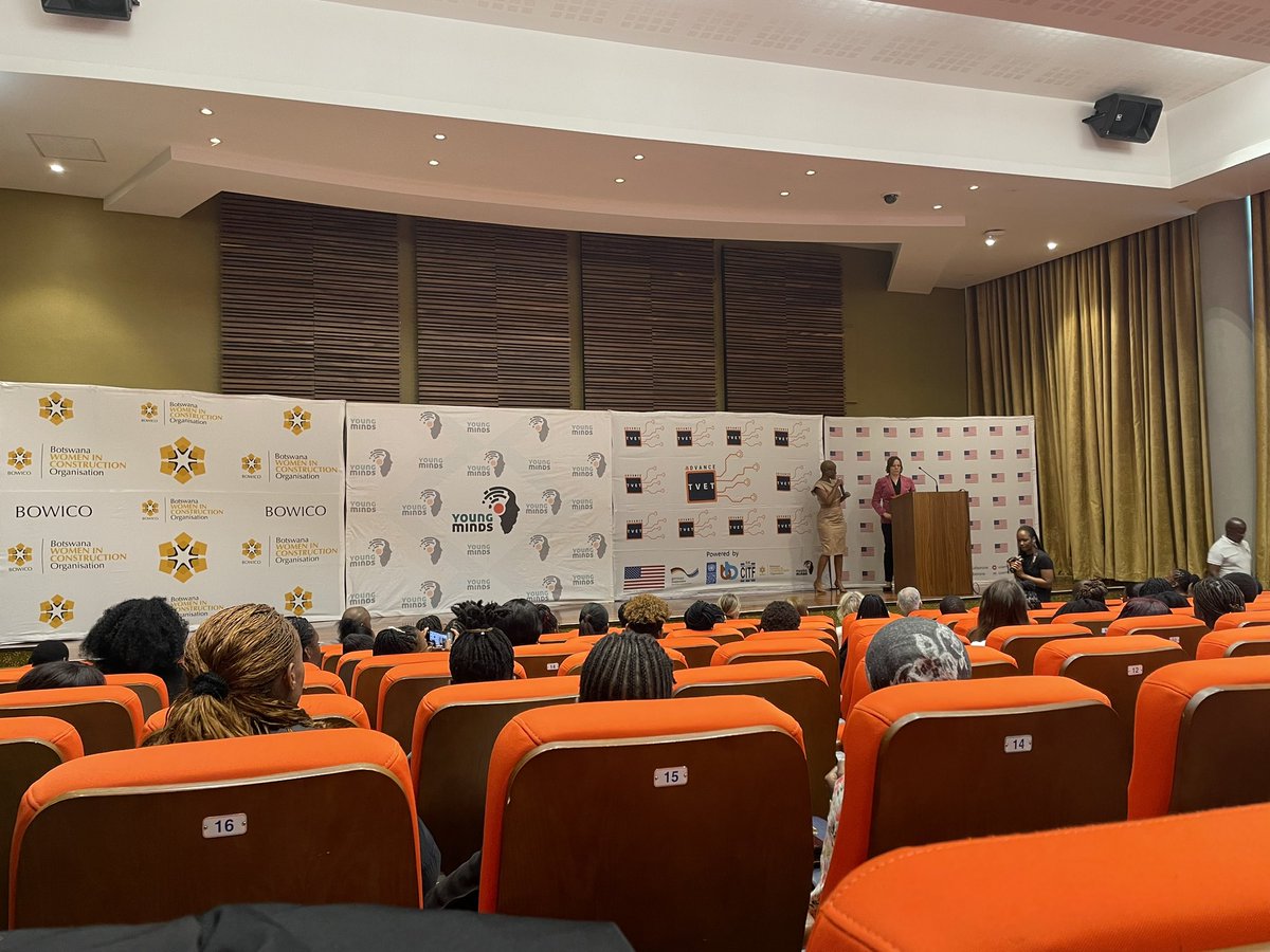 YoungMindsBW's tweet photo. EU Ambassador Ms Petra Pereyra giving her remarks during the ongoing graduation ceremony of #advancetvet participants in partnership with #BOWICO powered by UNDP Botswana #CITF #US #GermanCooperation #YMA https://t.co/z7oOklVC86