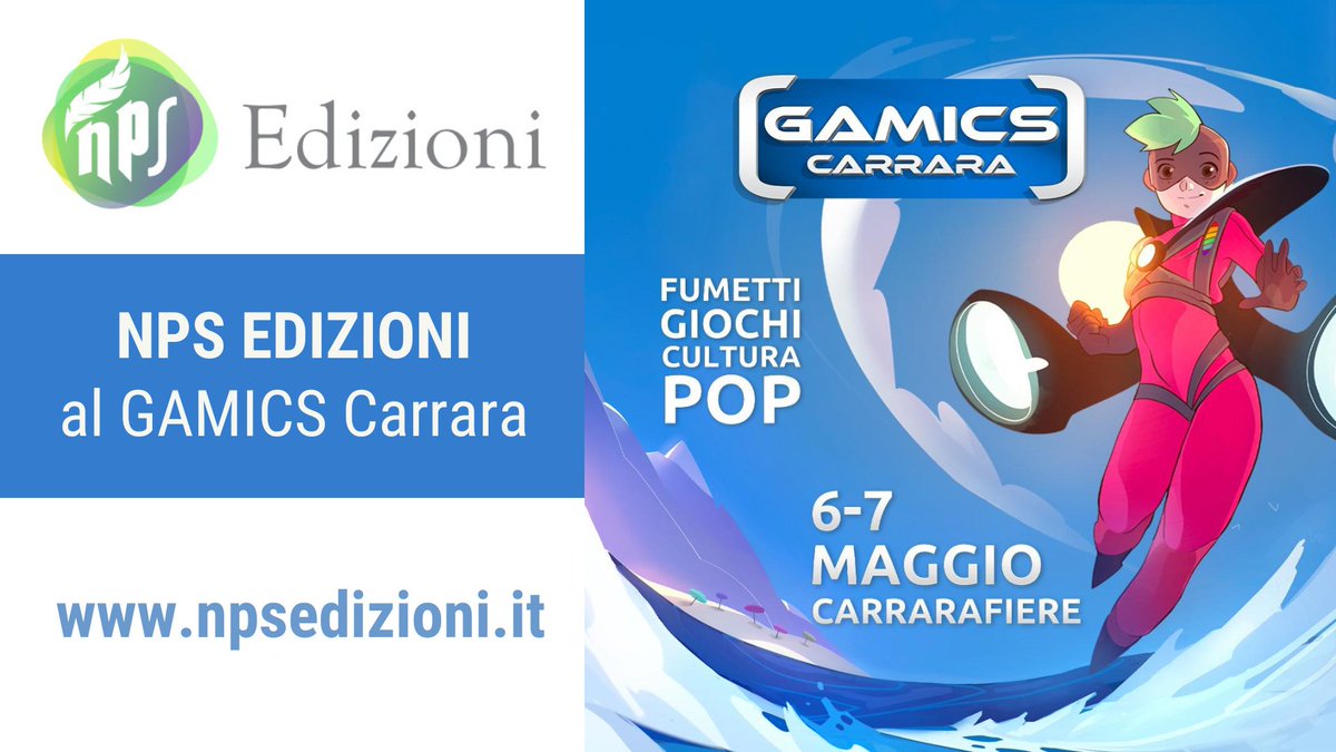 isablogger85's tweet photo. Vi aspettiamo questo weekend al #gamicscarrara con gli amici e i libri di NPS Edizioni 😍 insieme a noi un sacco di espositori, ospiti e divertimento. Non mancate!
#npsedizioni #books #blogger #gamics https://t.co/v5fO8HjoCv