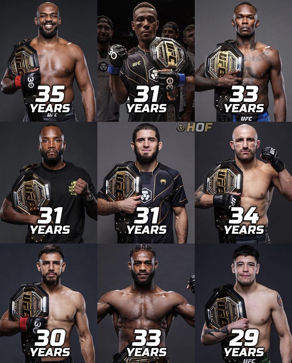ARENA on Twitter "L’âge des actuels champions de l’UFC."