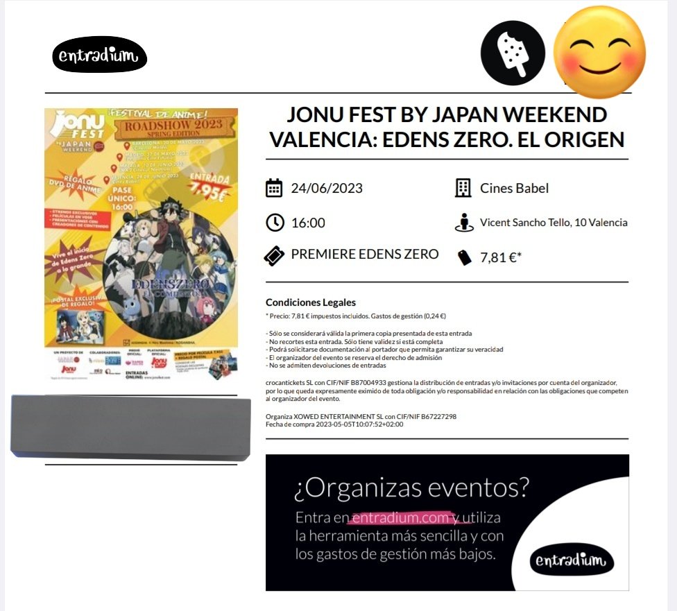 ReaccionesPlay's tweet photo. Compradas las entradas para la película de Edens Zero: El Origen en los #CinesBabel de Valencia @jonumedia @RamenParaDos https://t.co/nO1jsgRckS