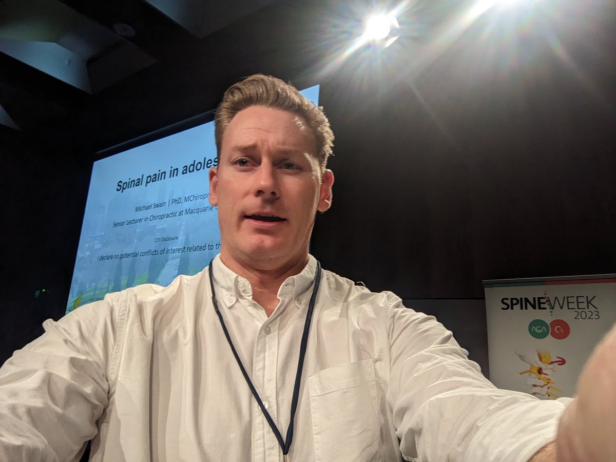 Spine Week 2023! And the last speaker of the program - Me! I presented on spinal pain in adolescents, a critical overview of the field. It was the first time presenting to <a href="/ChiroAustralia/">Chiro Australia</a> <a href="/AusChiros/">Australian Chiropractors Asn</a>. Have been waiting a loooong time for the opportunity! <a href="/MacUniChiro/">Macquarie Uni Chiropractic</a>