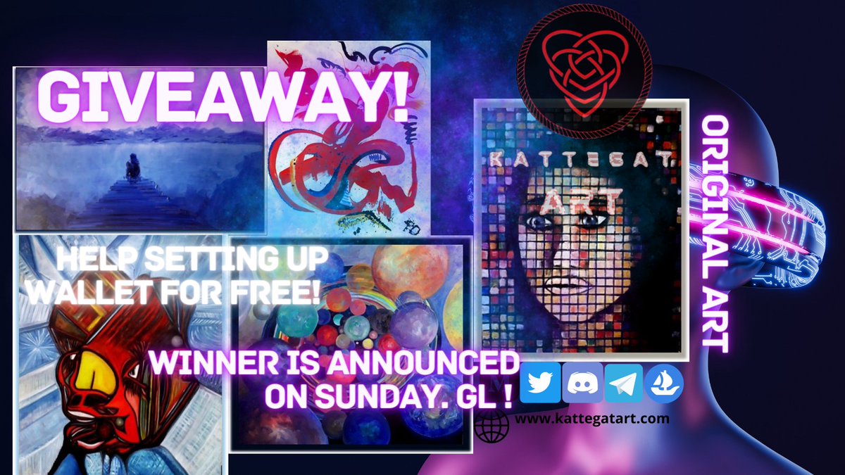 🎉 GIVEAWAY ALERT 🎉 (For #Web3 newcomers)

Hey there #ArtLovers We want to introduce you to the new way of collecting original art. To get your first free #NFT

1. Follow us
2. Retweet this post
3. Tag 3 friends who love art

Winner will be announced on 07.05. Good luck! 🤞

We