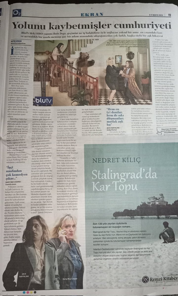 Defnanim's tweet image. Yolunu kaybetmişler cumhuriyeti #raindogs @BluTV 'de. Dizinin başrol oyuncuları #daisymaycooper ve #jackfarthing ile özel röportajımızı O2'den okuyabilirsiniz. @GazeteOksijen