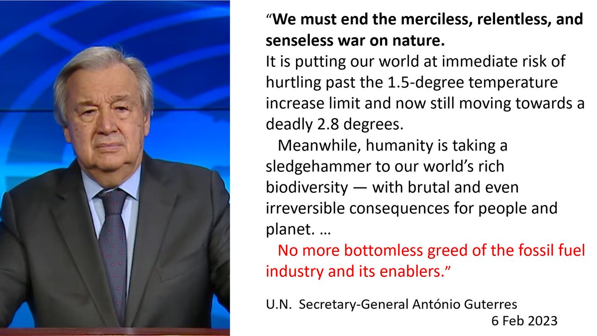 As @LawyersAreResp point out, all these #fossilfuel investments are lubricated and facilitated by lawyers.  U.N.  Secretary-General António Guterres says, end the 'bottomless greed of the #fossilfuel industry and its enablers'.  #BankingOnClimateChaos