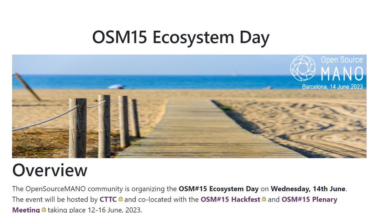 Last call for talks &amp; demos!! Deadline 8th May.
Come share your #OSM story at the #OSMecosystemDay, 14 June 2023 in Castelldefels, Barcelona, Spain, during OSM#15 Plenary and Hackfest. Details at: osm.etsi.org/wikipub/index.…
#NFV #OSM #5G #6G #OpenSource #CloudNative #orchestration
