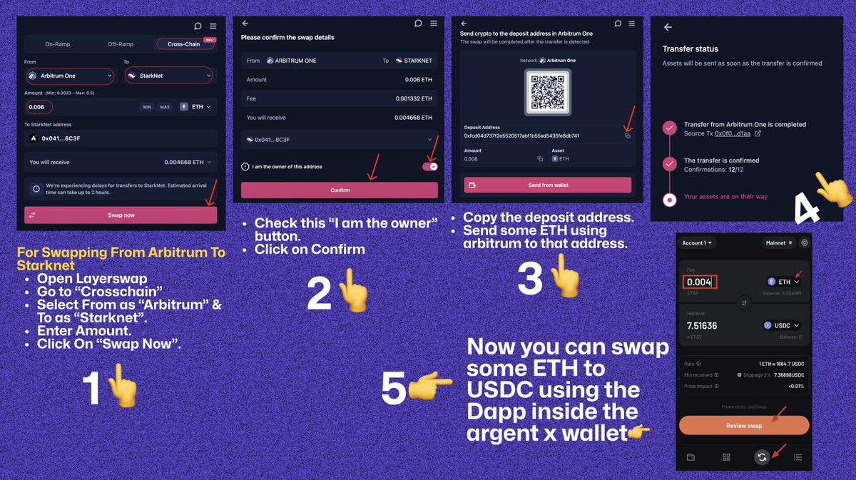 🚁 Argent will take a snapshot on 9th May (23:59 UTC) for their NFT. 

The $STARK airdrop might be coming soon.

📜 Here is how to interact:

- Create a Wallet: argent.xyz/argent-x/
- Swap ETH from Arb to Starknet: layerswap.io
- Use the swap feature in the wallet.