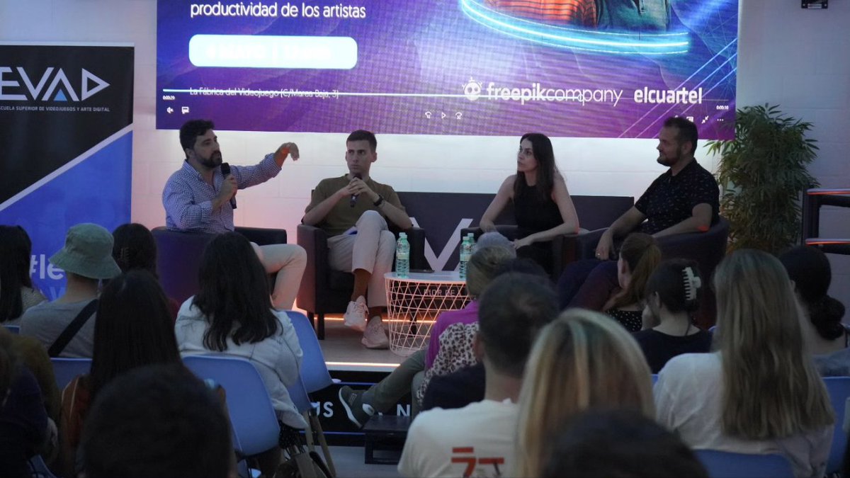 LaFabricaVJ's tweet photo. Ayer tuvo lugar la Jornada de Inteligencia Artificial organizada por @evadformacion en colaboración con @FreepikCompany y @el_cuartel📍

Dialogaron sobre la importancia que está cobrando la #IA para artistas y creadores de contenido y su papel en el futuro 🚀 https://t.co/EJw8heq4gy