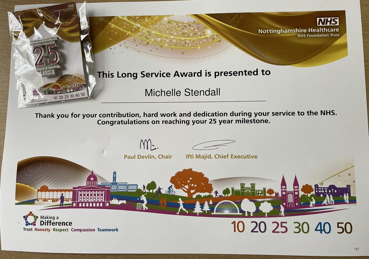 Well this arrived today 🏅 it’s actually 27years service to the NHS so only another 3yrs to go for my 30th year, god I’m old. Thank you <a href="/NottsHealthcare/">Nottinghamshire Healthcare</a> for this recognition