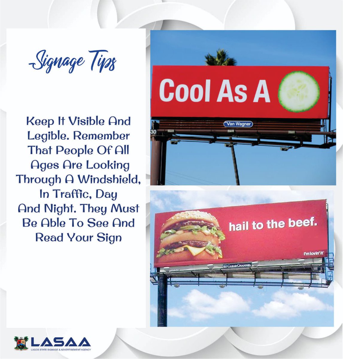 lasaaonline's tweet image. Keep it Visible and Legible

#signagetips 
#outdooradvertising 
#lasaa
#foragreaterlagos
