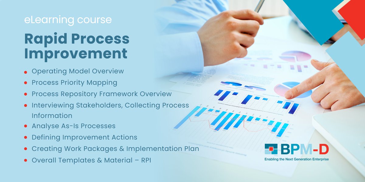 Learn how to be a Rapid Process Improvement practitioner and deploy it at your organisation.

bpm-d.com/rapid-process-…

#processimprovement #rapidprocessimprovement #businessprocess