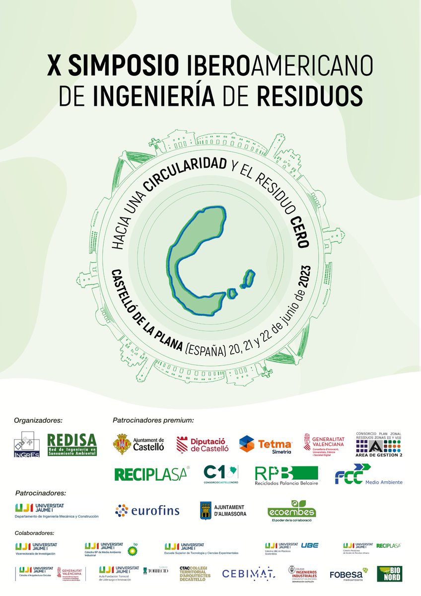 <a href="/CEBIMAT/">CEBIMAT</a> colabora en la celebración del X Simposio Iberoamericano de Ingeniería de Residuos.  
Lugar: Facultad de Ciencias Jurídicas y Económicas de la <a href="/UJIuniversitat/">Universitat Jaume I</a> 
Fechas: 20, 21 y 22 de junio de 2023.
La inscripción cierra el 31 de mayo. 
📌 lnkd.in/dzcmiH_2