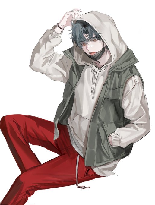 「black hair grey hoodie」 illustration images(Latest)｜5pages