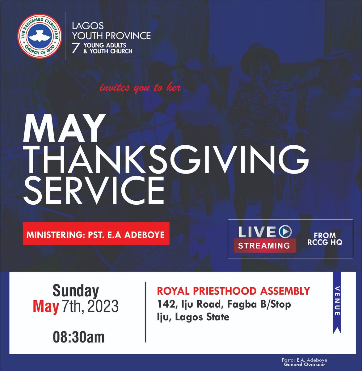 rccg_rpassembly's tweet photo. It's May! The month of Grace, join us as we celebrate the God of Grace.

 Ministering is Kayode Ayoola and the Gracious RPA Voices. 

Come praise Him and receive Grace in Multiples!

#may #rccg #thanksgivingsunday #TheEverlastingArmOfGod https://t.co/XcYl7vwRGt