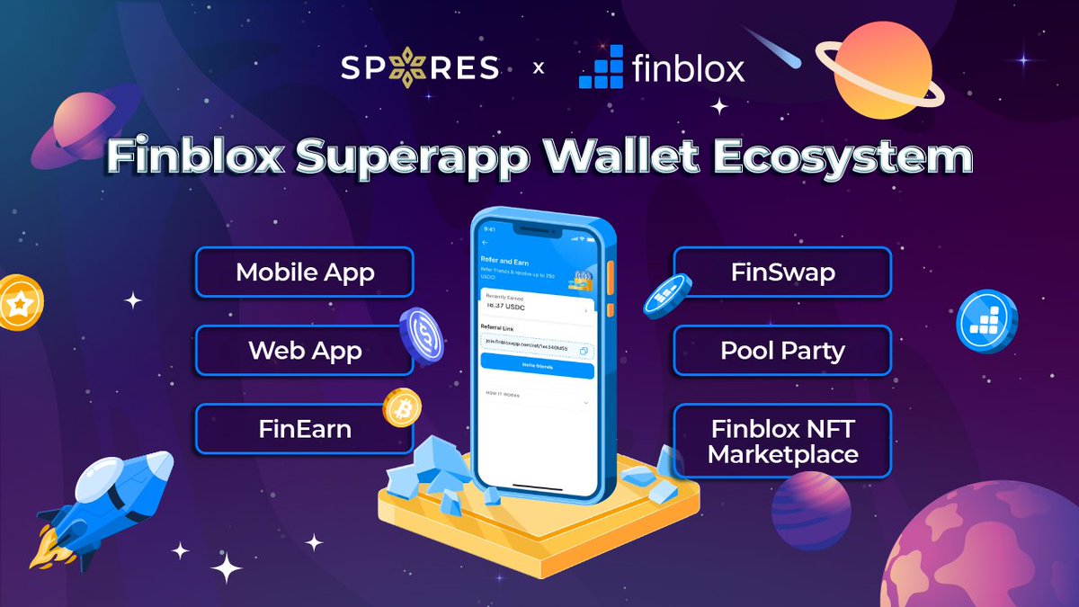Spores_Network's tweet photo. 🚀 Introducing @finblox - The All-In-One Superapp Wallet Ecosystem! 🌟 Experience a revolutionary way to access & utilize #crypto services with #Finblox:
📱 Mobile & Web Apps developed by @FireblocksHQ available
💰 #FinSwap & #FinEarn for transaction & flexible savings
🎁 Pool Party for weekly prizes
🌌 #NFT #Marketplace & DestinyX Prediction Markets to explore
#Finblox #Crypto #NFTs #Web3 #Superapp #Wallet Stake $SPO and register now!👇