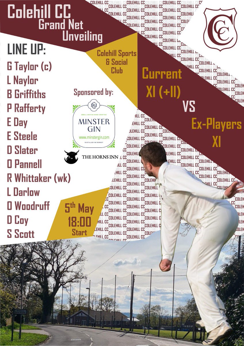 ColehillMCC's tweet photo. The teams tonight for what should be a fun evening to celebrate cricket continuing at Colehill for many years to come and to thank those who helped us.

⏰ 6pm start 
🍺 Bar open to all https://t.co/gSiIshrvxY