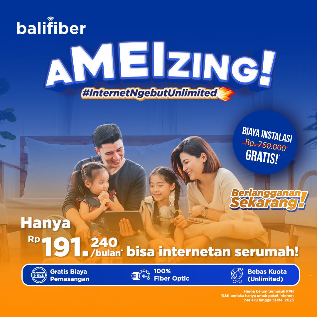 balifiberID's tweet photo. aMEIzing π
Bulan ini jangan lewatkan promo mengejutkan dari internet balifiber! Nikmati #InternetNgebut di rumah bersama keluarga tanpa batas kuota (unlimited) dengan harga spesial kurang dari 200ribuan π€©
Info berlangganan klik link berikut ini ππ»https://t.co/rxZ7igCjlX https://t.co/26iQbDyXOh