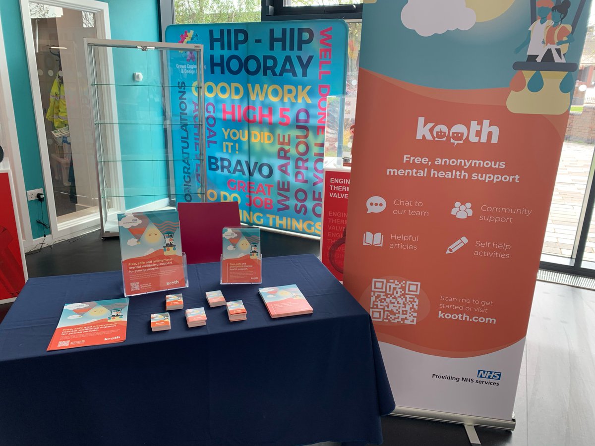 Thanks to @CreweUTC for inviting me along to host a Kooth stand followed by an assembly for students at the college. 

It was great to chat to young people about how Kooth.com can support their mental wellbeing 🌞💙

#cheshireeast #mentalhealth